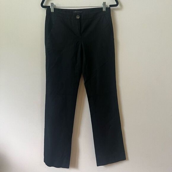 Theory Women’s Flat Front Zaine Straight Leg Chino Pants Black Size 2 - Picture 1 of 9